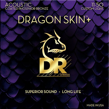 Encordoamento DR Strings Dragon Skin+ Violão Phosphor Bronze 11-50 Custom Light
