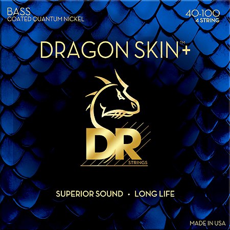 Encordoamento DR Strings Dragon Skin+ Baixo 4 Cordas, Quantum Nickel 40-100