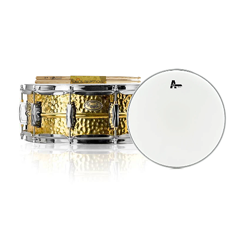 Caixa Pinguim Real 14x5,5 em Latão Martelado, Abafador int., Aro Power Hoop 2, 3mm + Brindes