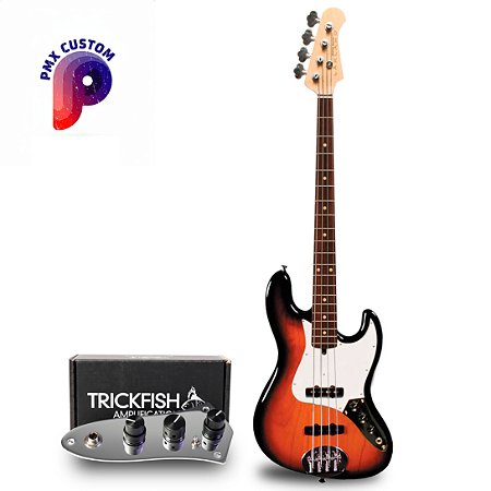 Baixo Lakland Skyline 44-60 PMX Custom – Sunburst com Preamp Trickfish J-Core