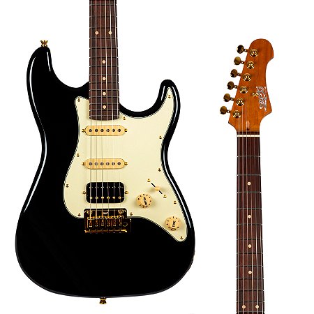 Guitarra Jet JS-480 BK G – HSS Alnico V, Corpo Roasted Poplar, Braço Roasted Maple, Hardware Dourado