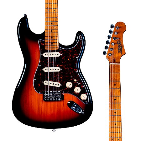 Guitarra Jet JS-300 SB Sunburst – Basswood, Braço Roasted Maple, SSS, Tremolo