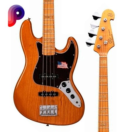 Baixo SX 4 Cordas em Ash - Natural c/ Escudo Tortoise – PMX Custom (Captação Seymour Duncan)