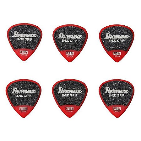 Palheta Ibanez Grip Wizard Sand Grip PPA16MSG-RD – 0.8 mm Média (Kit com 6 Unidades)