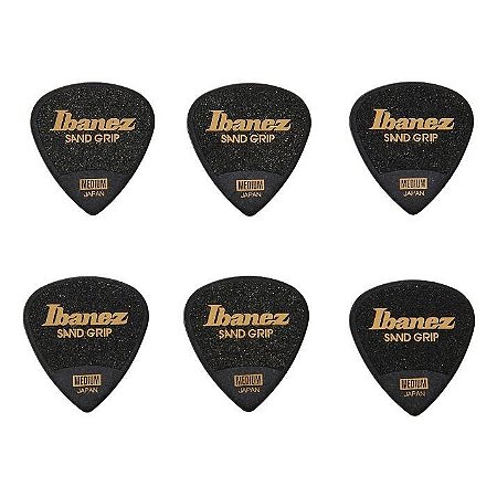 Palhetas Ibanez Sand Grip Média - 0.8mm Preta (6 un)