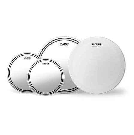 Kit Peles EVANS EC2S Clear 10", 12", 14" + HD Dry Porosa 14" Caixa