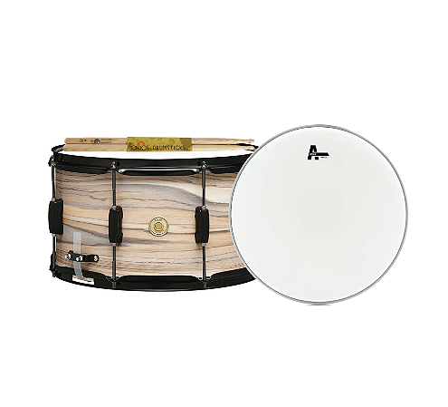 Caixa Tama Woodworks 14"×8" NZW – Natural Zebrawood Wrap + Brindes