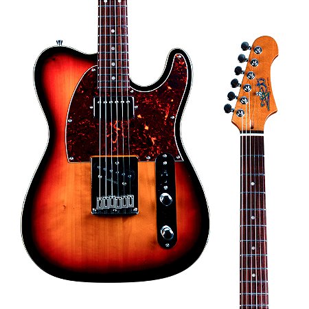 Guitarra Jet Tele Sunburst SH, Corpo em Basswood, Braço em Roasted maple, Escala em Rosewood