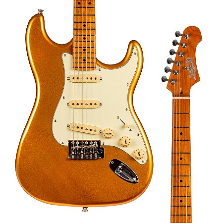 Guitarra Jet JS-300 GD Gold – Basswood, Braço Roasted Maple, SSS, Tremolo