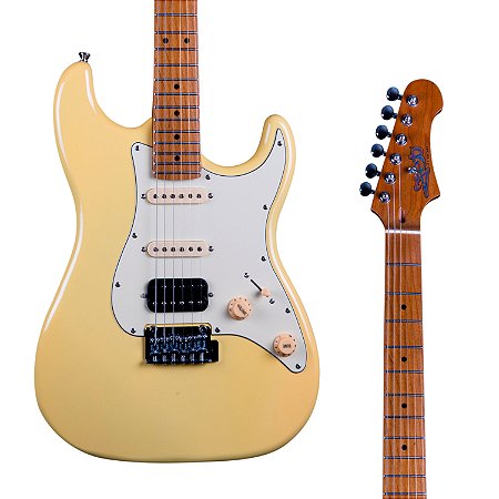 Guitarra Jet JS-400 VYW Vintage Yellow - Basswood, Braço Roasted Maple, HSS