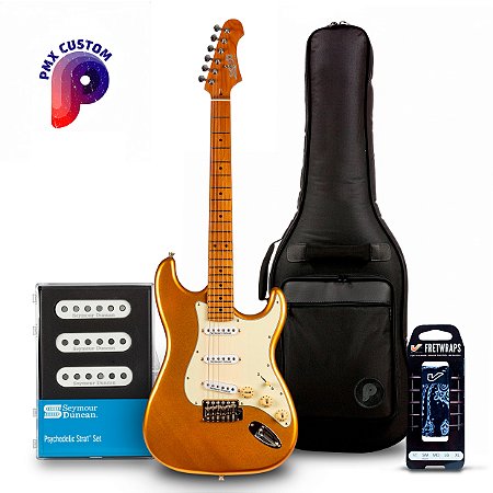 Guitarra Jet JS-300 GD PMX CUSTOM – C/ Seymour Duncan Psychedelic Strat Set + Bag + FretWrap Gruv Gear