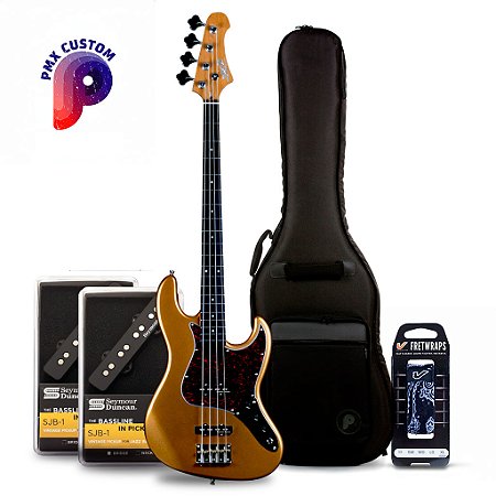 EM BREVE: Baixo Jet JJB-300 GD R PMX CUSTOM – Set Seymour Duncan SJB-1 + Bag + Fretwrap