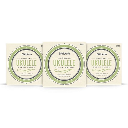 Kit c/ 3 Encordoamentos D'Addario EJ65S Ukulele Soprano 24-32-34-28