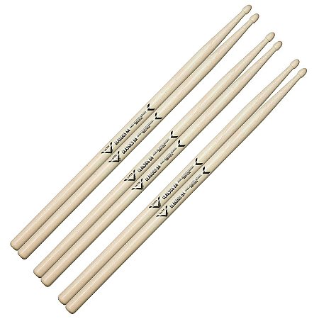 Kit c/ 3 pares - Baqueta Vater Classics 5A Wood Tip Hickory Drumsticks