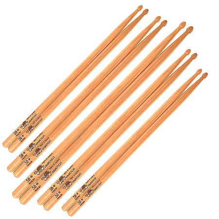 Kit c/ 5 Pares - Baquetas Los Cabos 5B Hickory (Par)