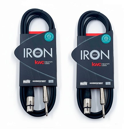 Kit c/ 2 - Cabo KWC Iron Std Microfone XLR Neutrik Fêmea/P10, 3 mts