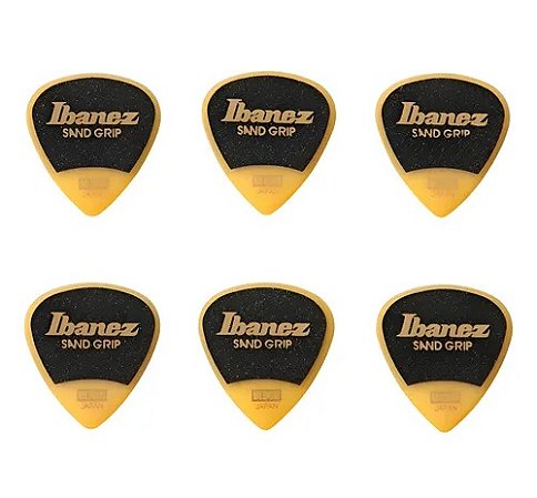 Palhetas Ibanez Sand Grip Média - 0.8mm Amarela (6 un)