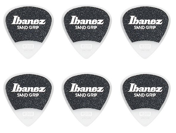 Palhetas Ibanez Sand Grip Média - 0.8mm Branca (6 un)
