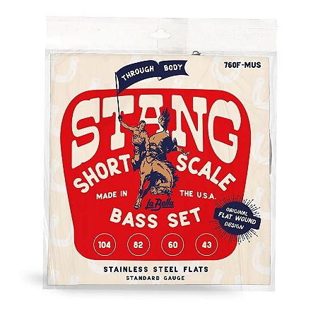 Encordoamento La Bella 760F-MUS - Mustang Bass Through-Body Flat Wound (43-104)