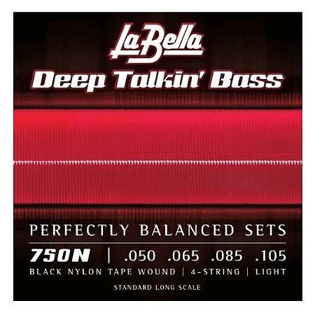 Encordoamento La Bella Baixo 4 Cordas Flat 750N Black Nylon Tape 50-105