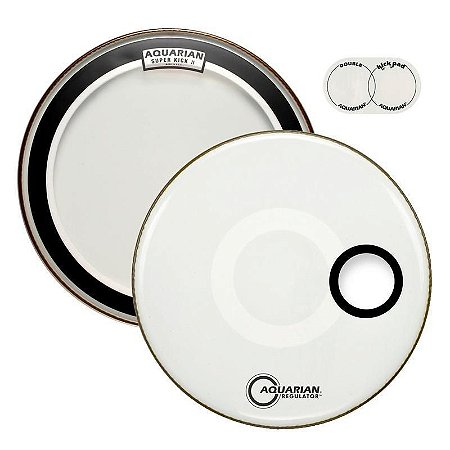 Kit De Peles Para Bumbo batedeira Super-Kick II 22" com Kick Pad e de Resposta Regulator Branca 22"