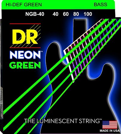 EM BREVE: Encordoamento DR Strings NEON Green Baixo 4 Cordas 40-100 - Standard Scale