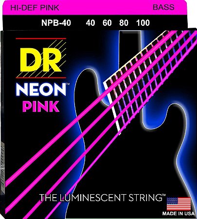 Encordoamento Hi-Definition NEON Pink, Baixo 4 Cordas 40-100 - Standard Scale