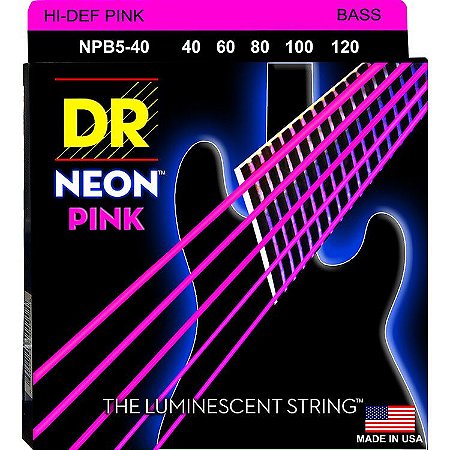 Encordoamento Hi-Definition NEON Pink, Baixo 5 Cordas 40-120
