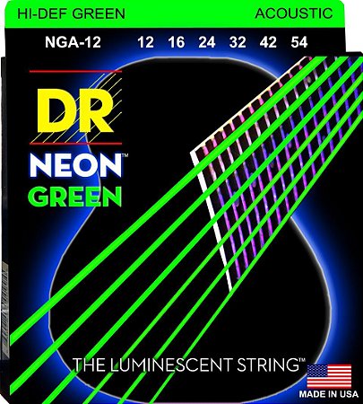 Encordoamento DR Strings NEON Green Violão 12-54 Verde