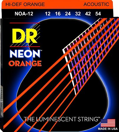 EM BREVE: Encordoamento DR Strings NEON Orange Violão 12-54 Laranja