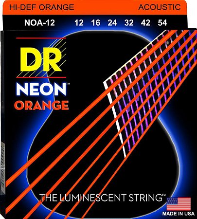 Encordoamento DR Strings NEON Orange Violão 12-54 Laranja