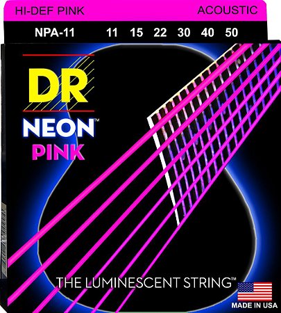 EM BREVE: Encordoamento DR Strings NEON Pink Violão 11-50 Rosa
