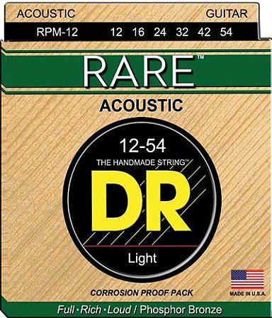 Encordoamento DR Strings Rare Violão 12-54 Phosphor-Bronze