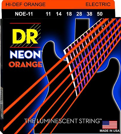 Encordoamento DR Strings NEON Orange Guitarra 11-50 Laranja