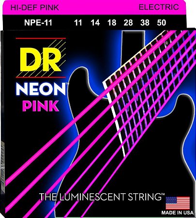 Encordoamento DR Strings NEON Pink Guitarra 11-50 Hexa
