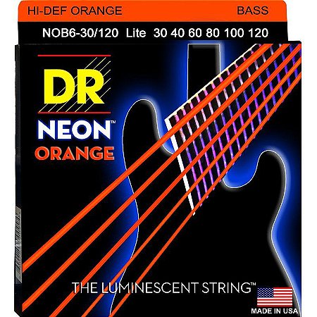 Encordoamento DR Strings NEON Orange Baixo 6 Cordas 30-120