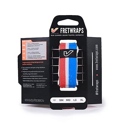 Abafador De Cordas FretWraps Individual Gruv Gear Pequeno Vermelho/Branco/Azul