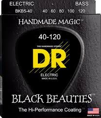 Encordoamento Black Beauties, Baixo 5 Cordas 40-120, Níquel, K3 Coated, Preta, Standard Scale