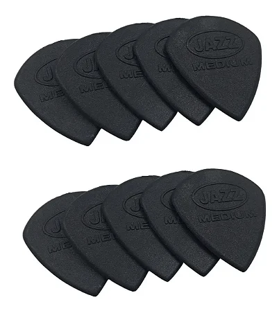 Kit 10 Palhetas Jazz Medium Guitarra Violão - Preta