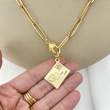 Colar 45cm Elo Inglês Carta Love