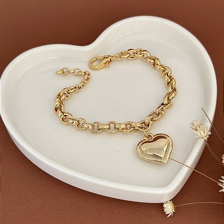 PULSEIRA ELO PORT CORAÇÃO CHEIO 3D