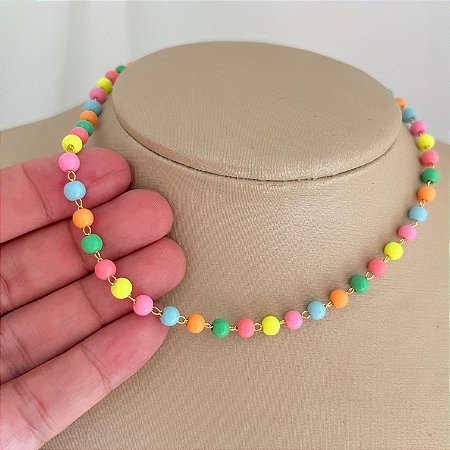 Choker 35cm Bolinhas Colorias