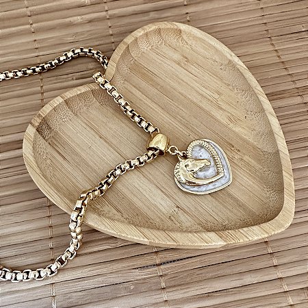 Colar 45Cm Veneziana Coração Love Cavalo