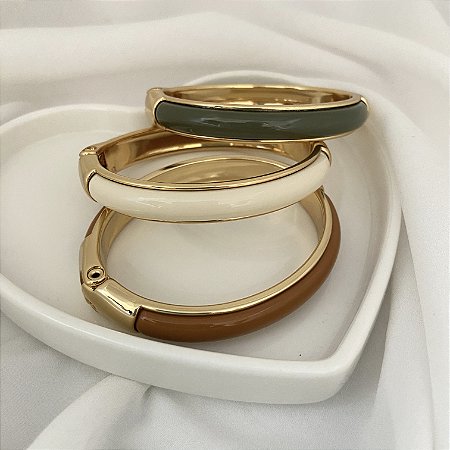 Bracelete Metal Com Acrilico