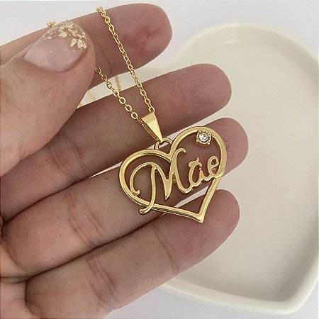 Colar 45Cm Coração Mãe
