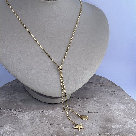 Colar Gravatinha Estrela Com Concha