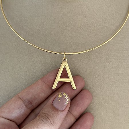 Colar Aro Liso Inicial Dourado
