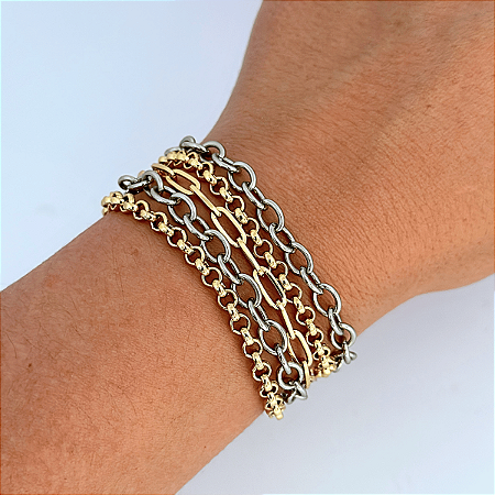 Pulseira Mix Banho Correntes Fecho Imã