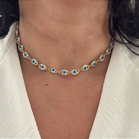 Choker 35cm Mistica Olho Grego