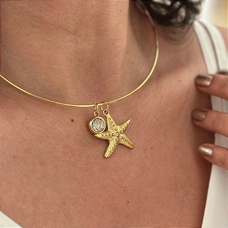 Colar Aro Estrela Do Mar Ponto De Luz